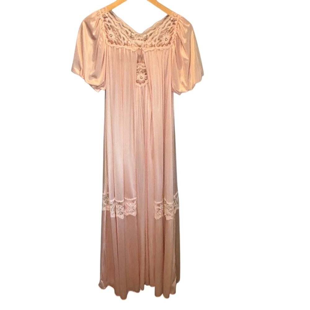 Ilise Stevens Vintage Short Sleeve Robe & Nightgown Slip - size Medium